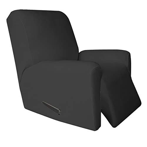 Dark Gray Microfiber Recliner Slipcover - Spandex Elastic Bottom, Washable Protection for Sofas