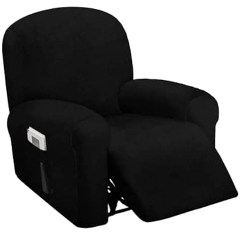 ULTICOR 4-Piece Velvet Recliner Cover, Dark Grey — Black