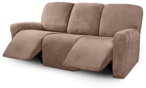 ULTICOR Velvet 3 Seater Recliner Sofa Covers, Light Grey — Sand