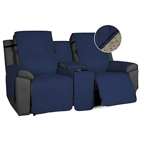 Water Resistant 2-Piece Gray Dog Cover for Non-Slip Loveseat Recliner Sofa — Navy