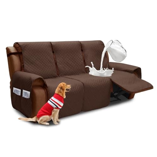 XINEAGE Coffee-colored Water Resistant 3 Seat Recliner Cover with Pockets