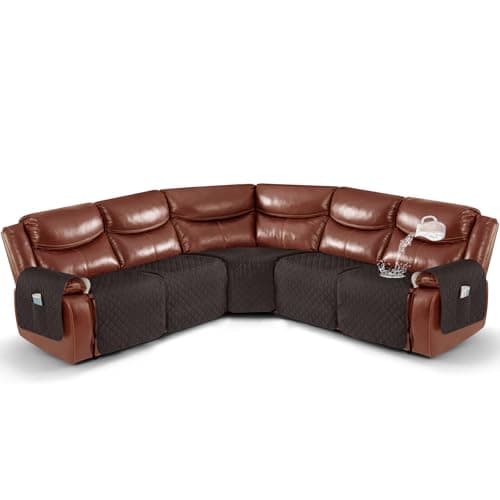 Ruaozz Chocolate L Shape 5 Seat Recliner Sectional Couch Cover