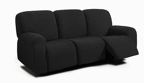 ULTICOR Jacquard Recliner Sofa Covers for 3 Cushion Recliners (Black)