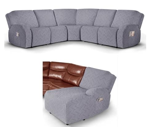 Ruaozz Stretch L-Shaped Recliner and Chaise Light Grey Cover