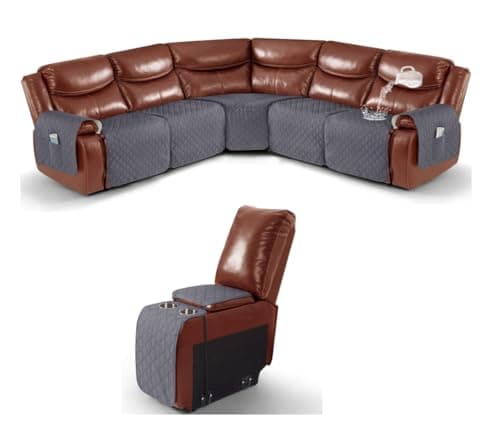 Ruaozz Dark Grey Recliner Sectional Couch & Console Cover