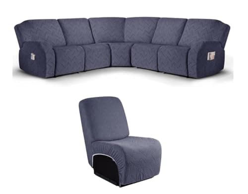 Ruaozz Grey Recliner Sectional Couch Covers Armless