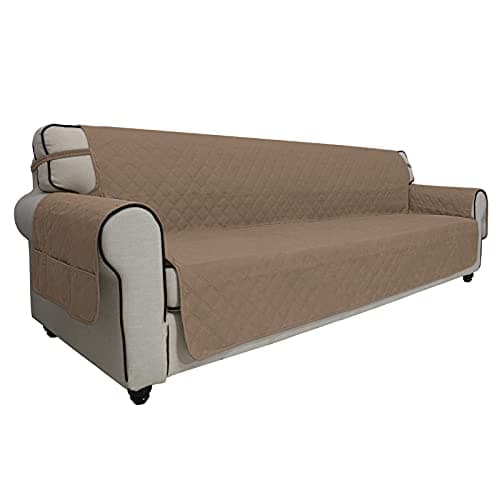 Grey Waterproof Sofa Slipcover for 2 Cushion Loveseat (Non-Slip, Washable, Pet and Kid Friendly) — Camel