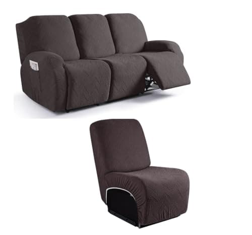 Ruaozz Chocolate 3 Seater & Armless Chair Sofa Covers