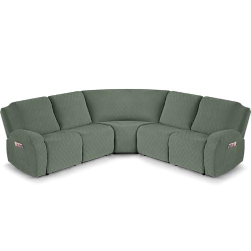 VANSOFY Large Reclining Sectional Sofa Covers, Light Gray — Green