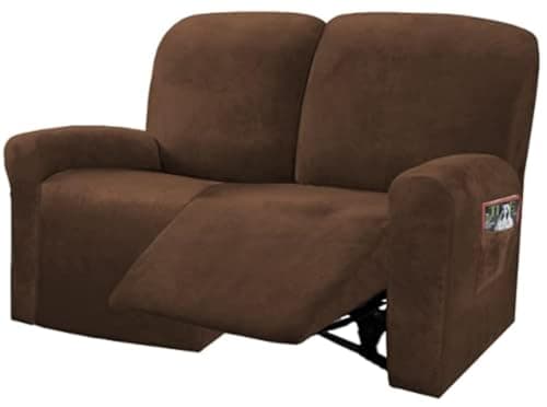 ULTICOR 6-Piece Velvet Reclining Love Seat Slipcover (Dark Grey) — Chocolate