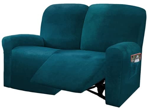 ULTICOR 6-Piece Velvet Reclining Love Seat Slipcover (Dark Grey) — Deep Teel