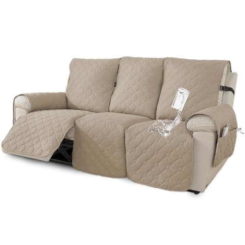 100% Waterproof Non-Slip Recliner Sofa Cover, Pet & Wine Protection (Beige, Loveseat) — Beige