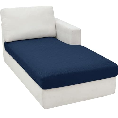 Light Gray L-Shaped Chaise Lounge Couch Cover Universal Fit Elastic Bottom Protection — Navy Blue
