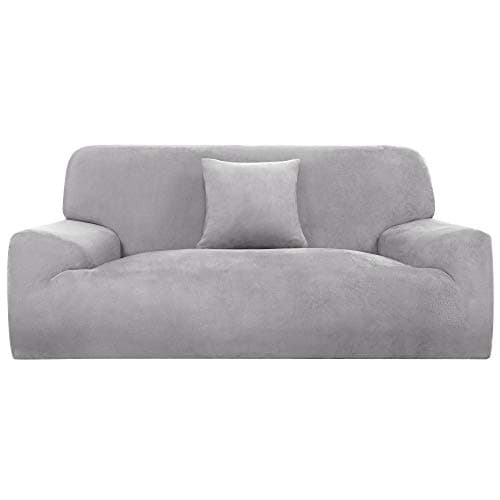 uxcell Velvet Plush Stretch Sofa Cover, Thicker Couch Slipcover, 1-4 Cushions, Winter Covers, Purple X-Large — Grey