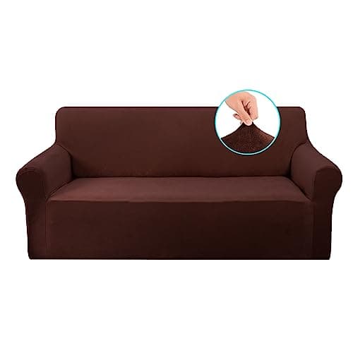 U-NICE HOME Velvet Couch Covers for 3 Cushion Sofas (Large, Chocolate)