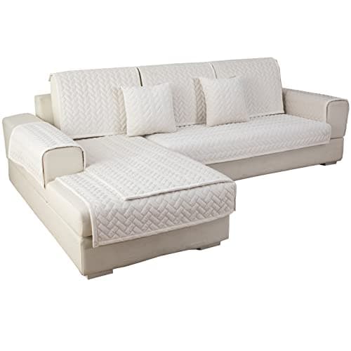 Eismodra Dark Gray Anti-Slip Couch Cover, 36"x36" L-Shaped Sectional — White