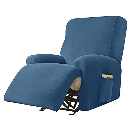 Green Ultra Soft Velvet Recliner Chair Covers 4-Piece Set — Blue