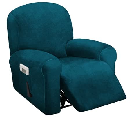 ULTICOR 4-Piece Velvet Recliner Cover, Dark Grey — Deep Teal