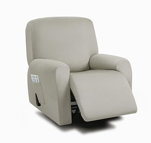 ULTICOR 8-Piece Stretch Recliner Sofa Covers for 3-Seater Cushions (Chocolate) — Ivory
