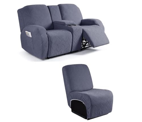 Ruuozz Grey Loveseat and Armless Chair Recliner Cover