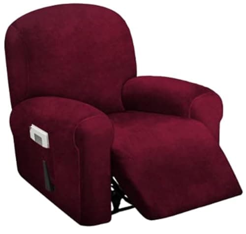ULTICOR 4-Piece Velvet Recliner Cover, Dark Grey — Burgundy