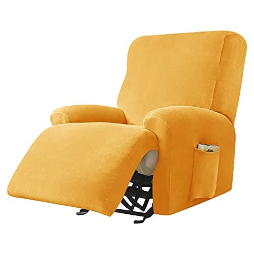 Green Ultra Soft Velvet Recliner Chair Covers 4-Piece Set — Gold