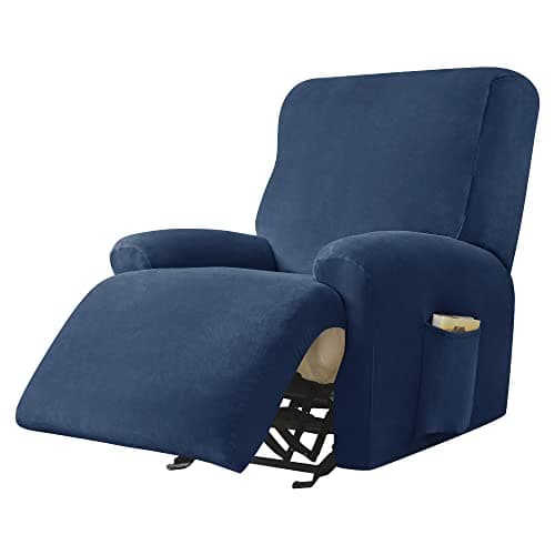 Green Ultra Soft Velvet Recliner Chair Covers 4-Piece Set — Navy