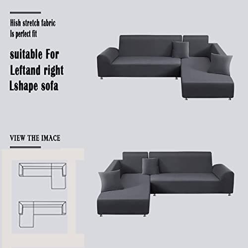 Jacquard Chaise Lounge Covers for Grey 2Seat L Shaped Couch