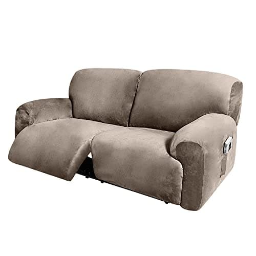 ULTICOR Extra Wide 75" Reclining 2 Seater Sofa Slipcover (Chocolate) — Taupe