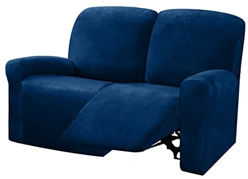 ULTICOR 6-Piece Velvet Reclining Love Seat Slipcover (Dark Grey) — Navy