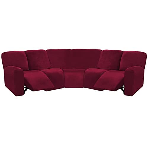 ULTICOR Ivory L Shape 5 Seat Recliner Sofa Cover — Burgundy - Wine