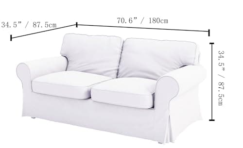 Polyester Flax Sofa Covers for IKEA Ektorp 2 Seat Loveseat (Dark Gray)