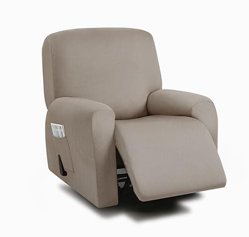 ULTICOR 8-Piece Stretch Recliner Sofa Covers for 3-Seater Cushions (Chocolate) — Taupe