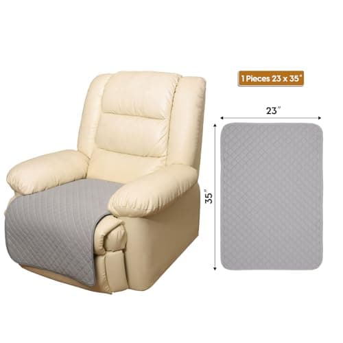 Grey Waterproof Recliner Chair Cover - Non-Slip Furniture Protector 23"x35"