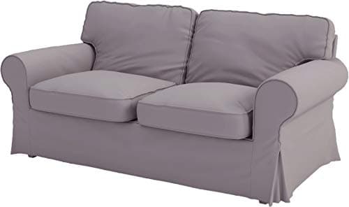 Polyester Flax Sofa Covers for IKEA Ektorp 2 Seat Loveseat (Dark Gray) — Polyester Flax Light Gray, Ektorp Loveseat