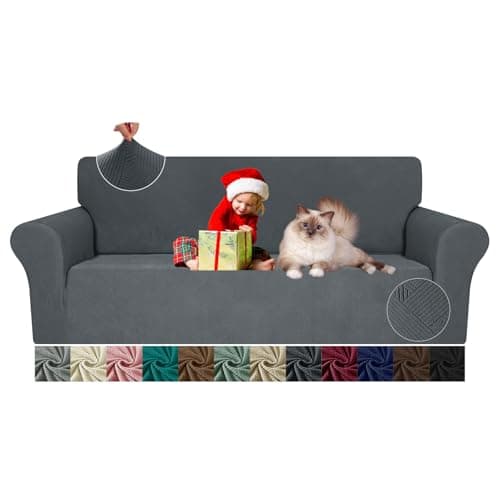 JIVINER Stretch 1-Piece 3 Cushion Dark Gray Sofa Slipcover