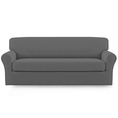 Easy-Going Microfiber Stretch Sofa Slipcover - Dark Gray with Elastic Bottom — Grey