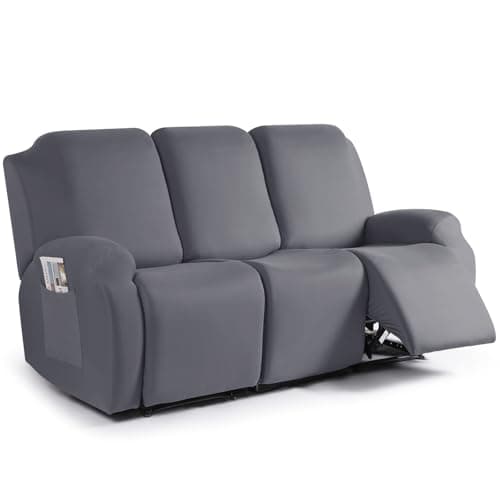 TAOCOCO 3 Seat Light Gray Stretch Slipcover for Reclining Sofa
