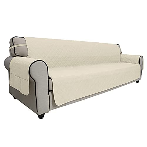 Grey Waterproof Sofa Slipcover for 2 Cushion Loveseat (Non-Slip, Washable, Pet and Kid Friendly) — Ivory