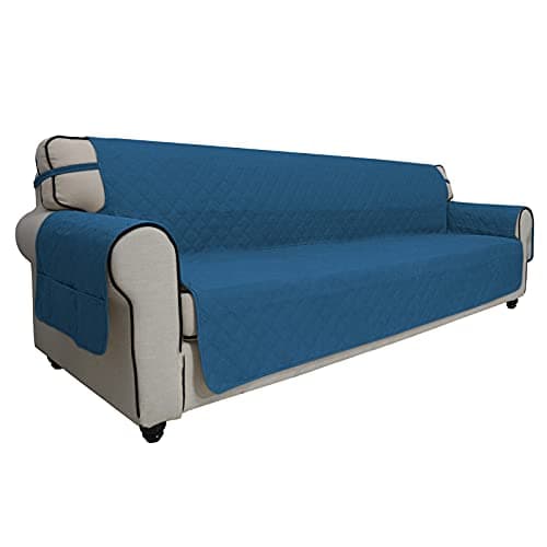 Grey Waterproof Sofa Slipcover for 2 Cushion Loveseat (Non-Slip, Washable, Pet and Kid Friendly) — Peacock Blue