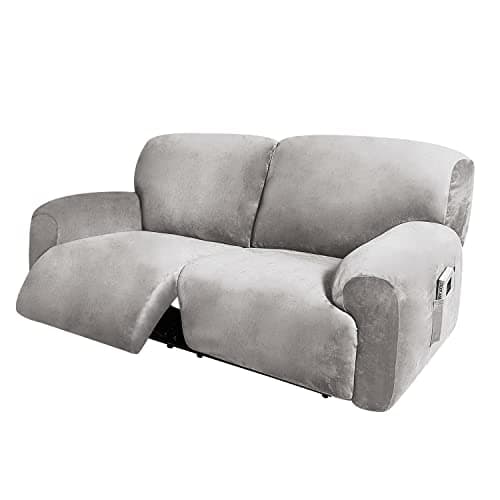 ULTICOR Extra Wide 75" Reclining 2 Seater Sofa Slipcover (Chocolate) — Light Grey