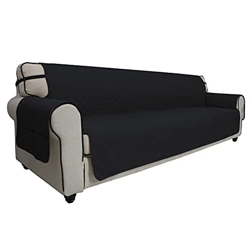Grey Waterproof Sofa Slipcover for 2 Cushion Loveseat (Non-Slip, Washable, Pet and Kid Friendly) — Black