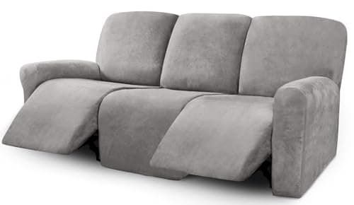 ULTICOR Velvet 3 Seater Recliner Sofa Covers, Light Grey