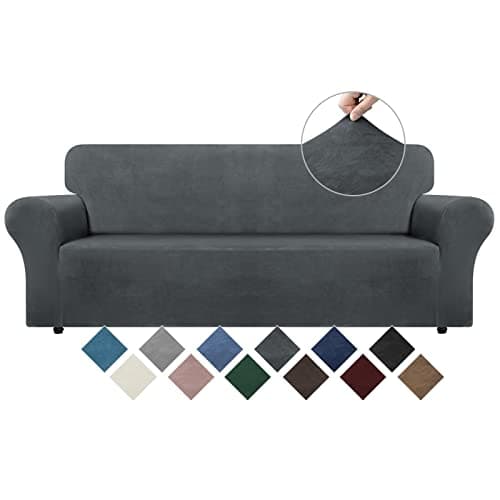 Velvet Couch Cover for 3 Cushion Sofas - Pet Protector with Non-Skid Foam