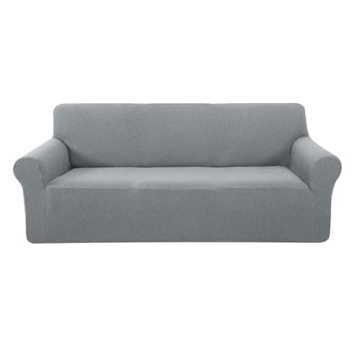 U-NICE HOME Grey Stretch Couch Cover for 3 Cushion Sofa Pet Friendly