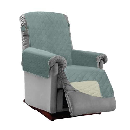 Seafoam Cream Washable Reversible Dog and Pet Protect Cover for Quilted Microfiber Recliner