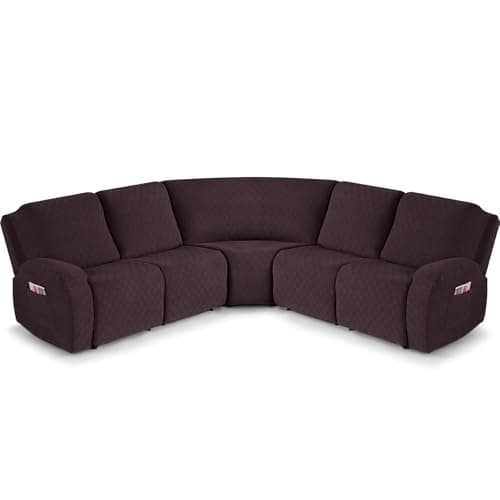 VANSOFY Large Reclining Sectional Sofa Covers, Light Gray — Chocolate