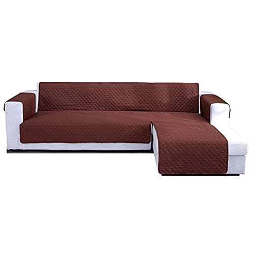 Medium Grey L Shape Chaise Couch Cover for Sectional Sofas — Brown