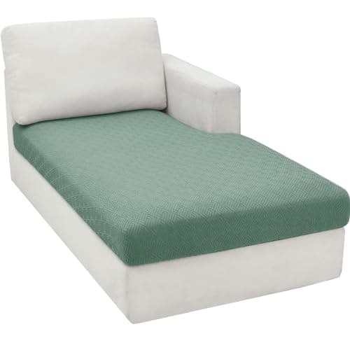 Light Gray L-Shaped Chaise Lounge Couch Cover Universal Fit Elastic Bottom Protection — Pea Green
