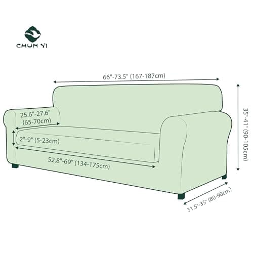 CHUN YI 3 Seater Couch Slipcover, Large Grey Checks